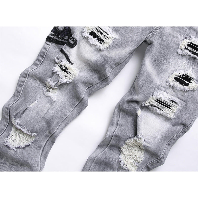 Distressed Slim-Fit Street Denim Jeans