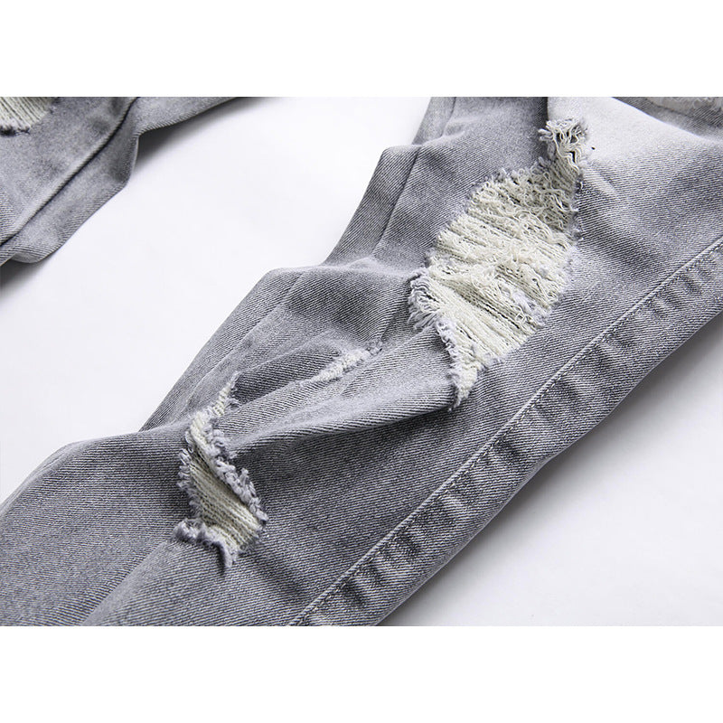 Distressed Slim-Fit Street Denim Jeans