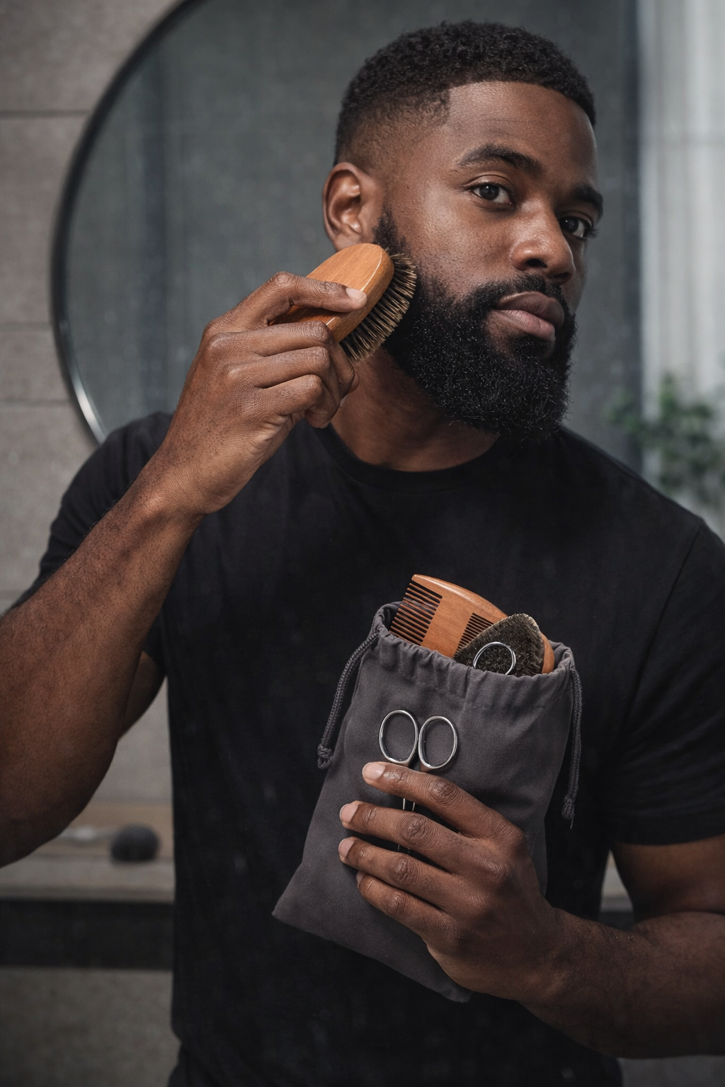 Wooden Comb and Beard Care Kit