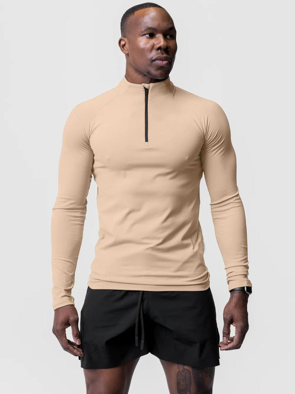 'Gym" Half Zip Turtleneck Sport Shirt