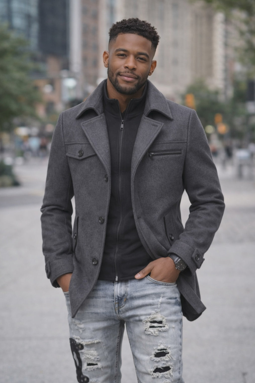 Men's Tailored Wool-Blend Overcoat